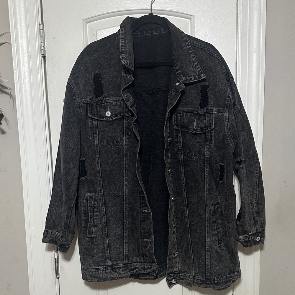 Black Distressed Denim Jacket